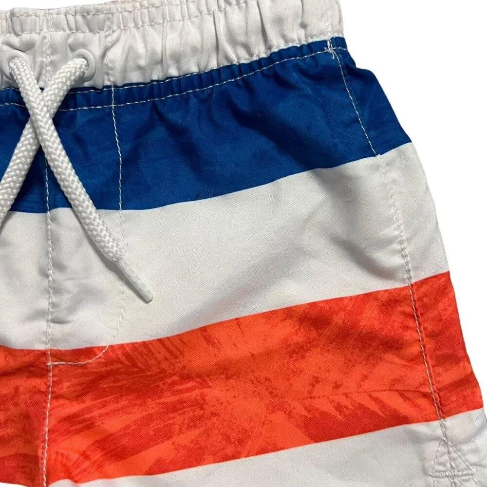 Place Sport 12-18m Blue White Orange Striped Swim Trunks